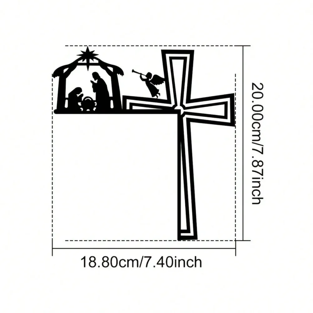 Metal Nativity Scene Sign Christmas Religious Wall Art Decor for Church Home