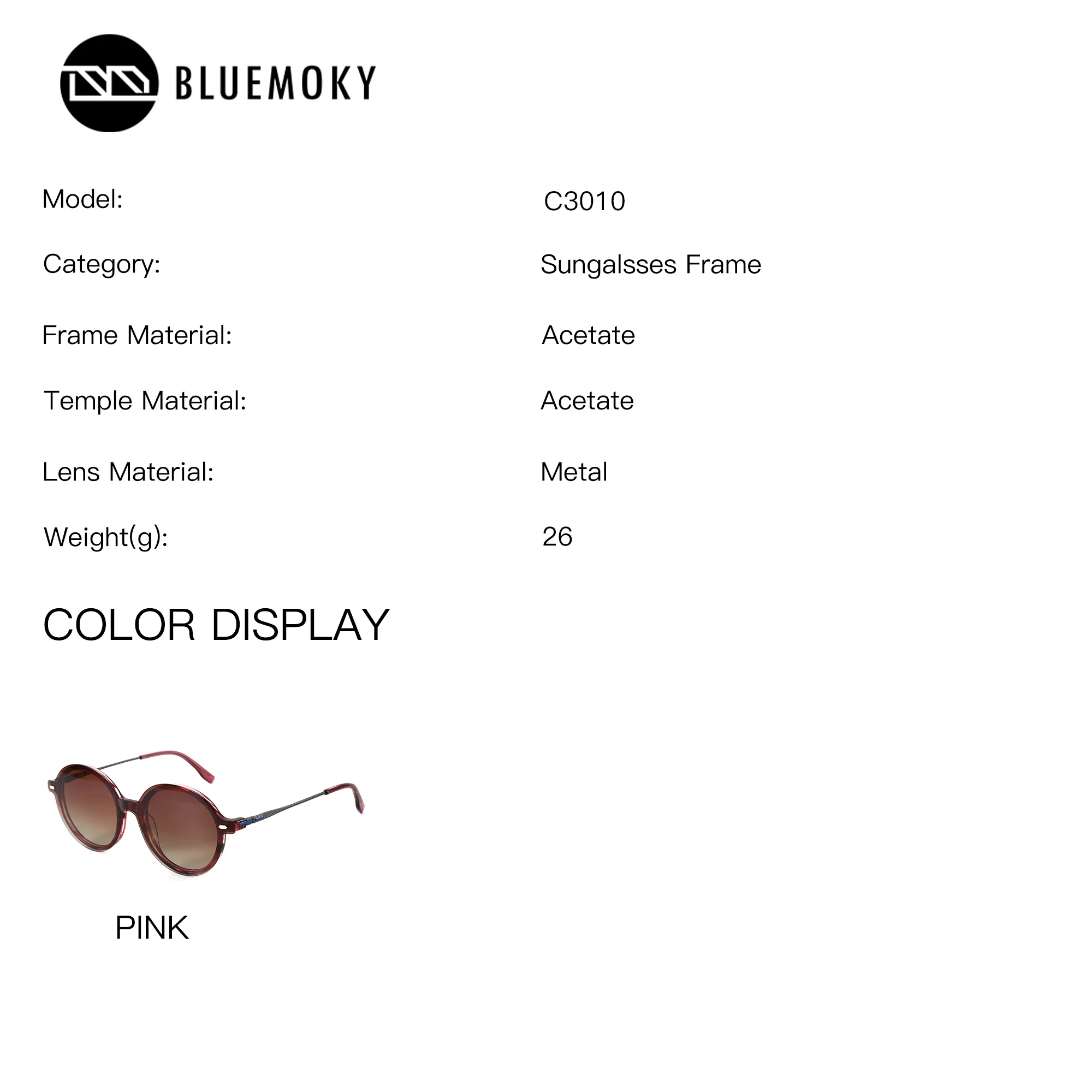 BLUEMOKY Round Magnetic Clip On Prescription Eyeglasses Anti Blue Light Polarized UV400 Acetate Myopia Glasses Woman