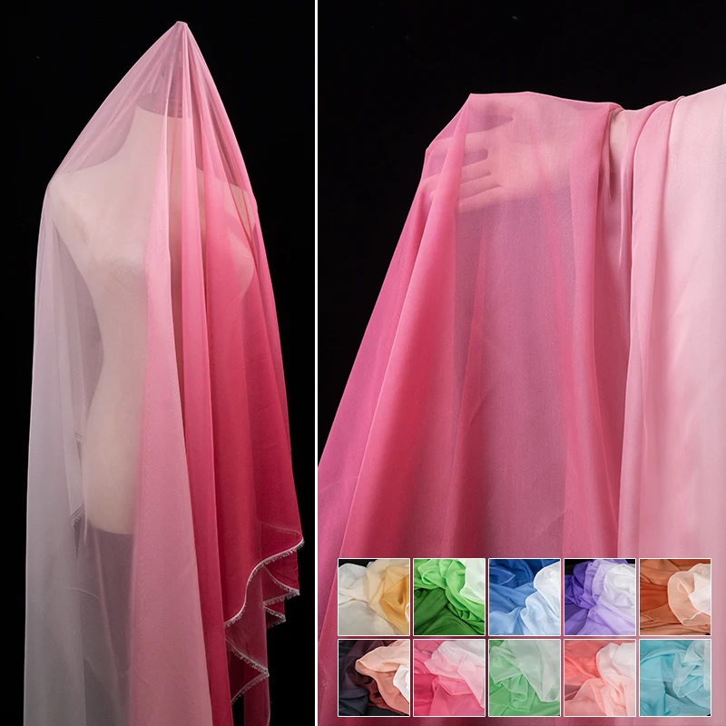 Image of Mehrfarbiger 30D-Chiffonstoff mit Farbverlauf für Bühnenkleid, Performance-Kleidung, dekorativer Stoff im DIY-Stil, modisches Design