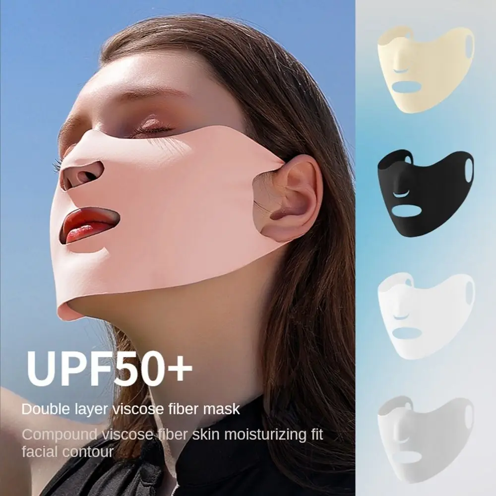 Sun UV Protection Outdoor For Women Solid Color Summer Anti-uv Face Cover Sunscreen Veil Ice Silk Face Scarf Sunscreen Mask