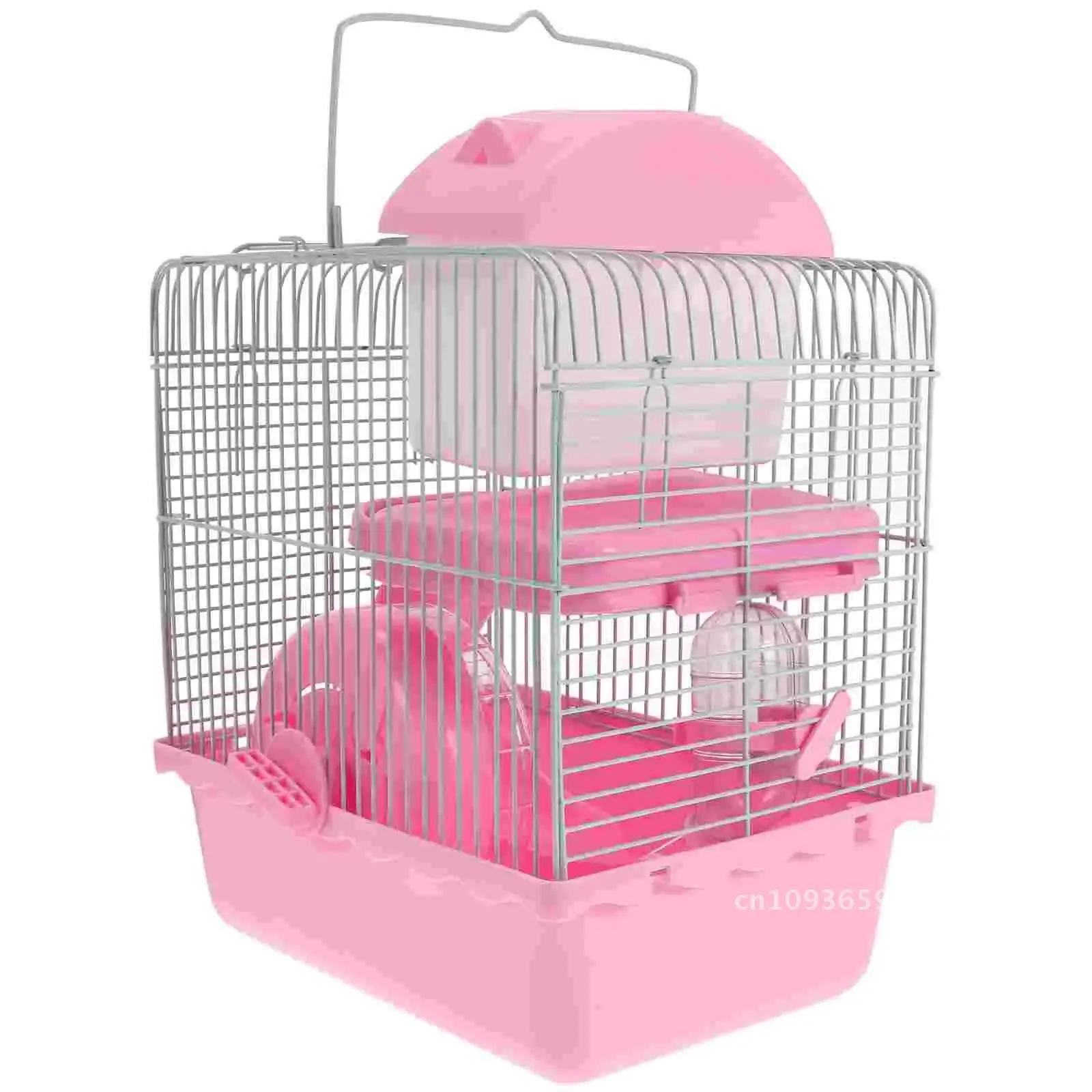 

Hamster Water Bottle Cage Guinea Pig Cages Plastic Pink Small House Accessories Travel Hedgehog Hut