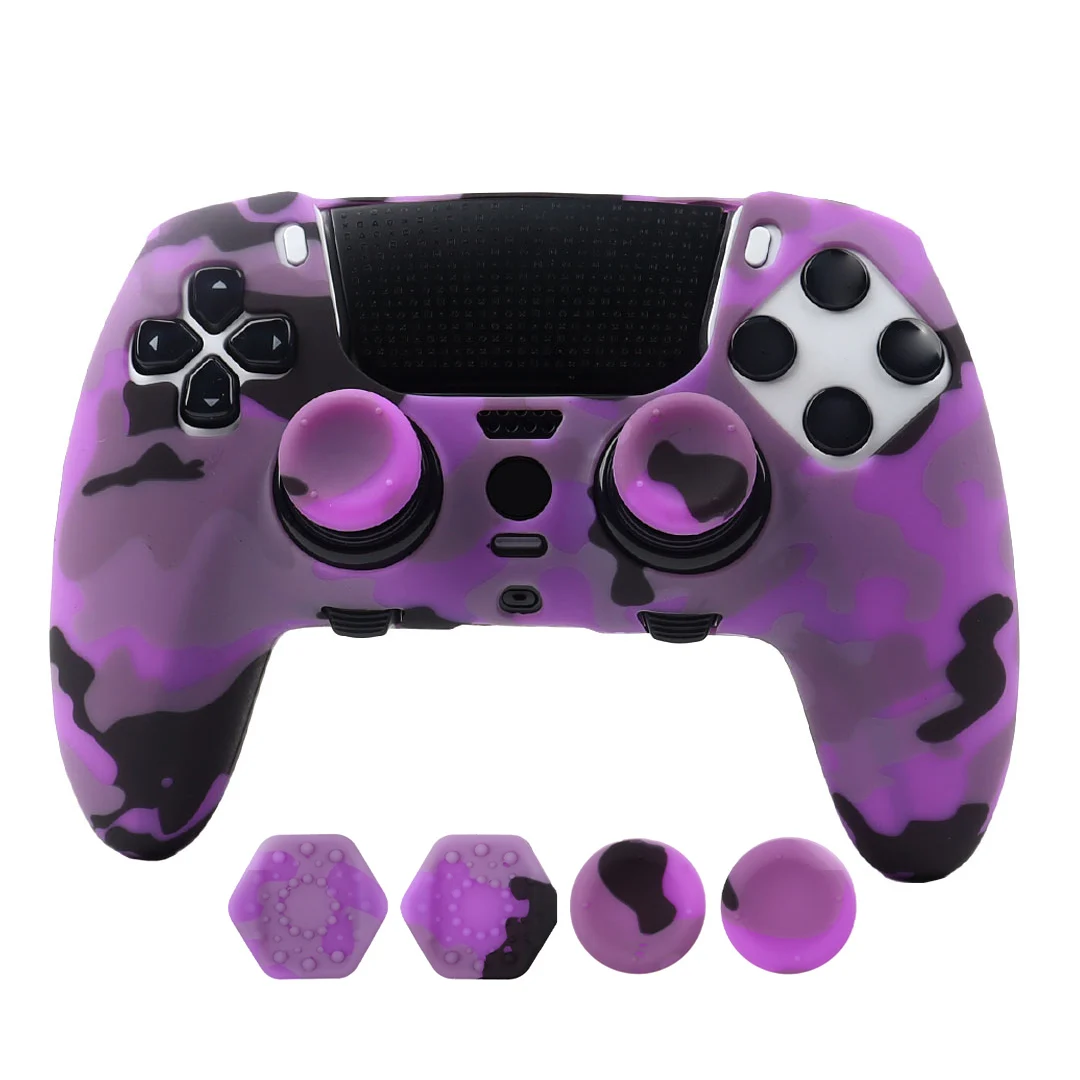 Funda de Silicona Antideslizante con Camuflaje para el Control PS5 Edge, Cubierta Protectora Resistente al Sudor para el Control DualSense Edge