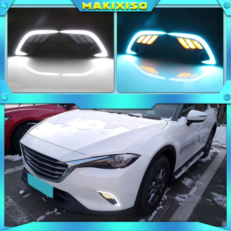 

1 set For Mazda CX-4 CX 4 CX4 2016 2017 LED DRL Daytime Running Light Fog Daylight yellow Signal lamp car-Styling