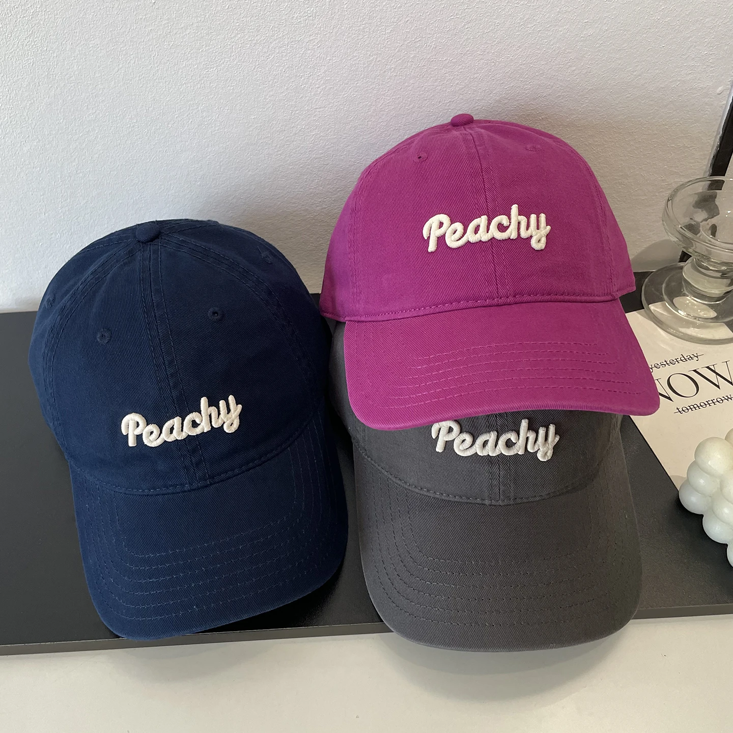 

Letter embroidery soft top baseball hat Korean version fashion casual versatile shopping trend cap men