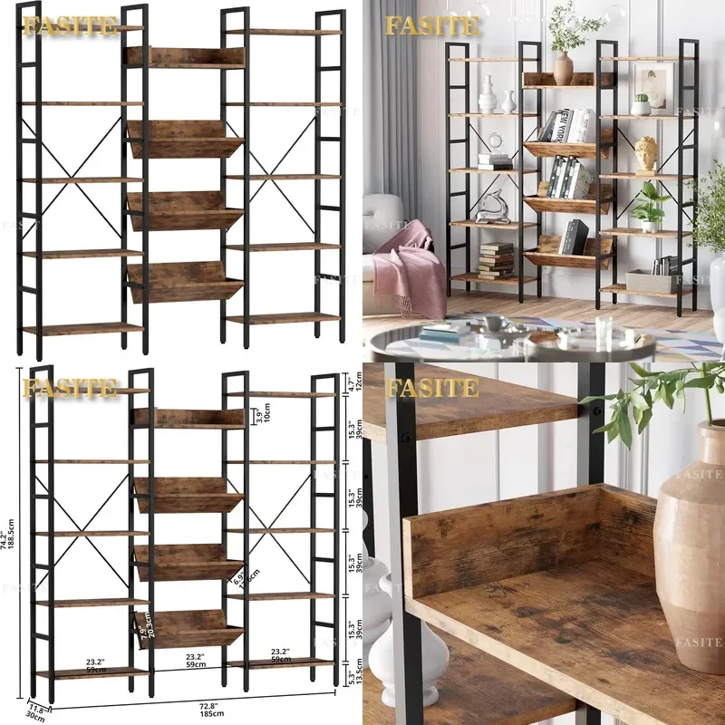Retro wind with baffle three layers five layers bookshelf bookcase locker