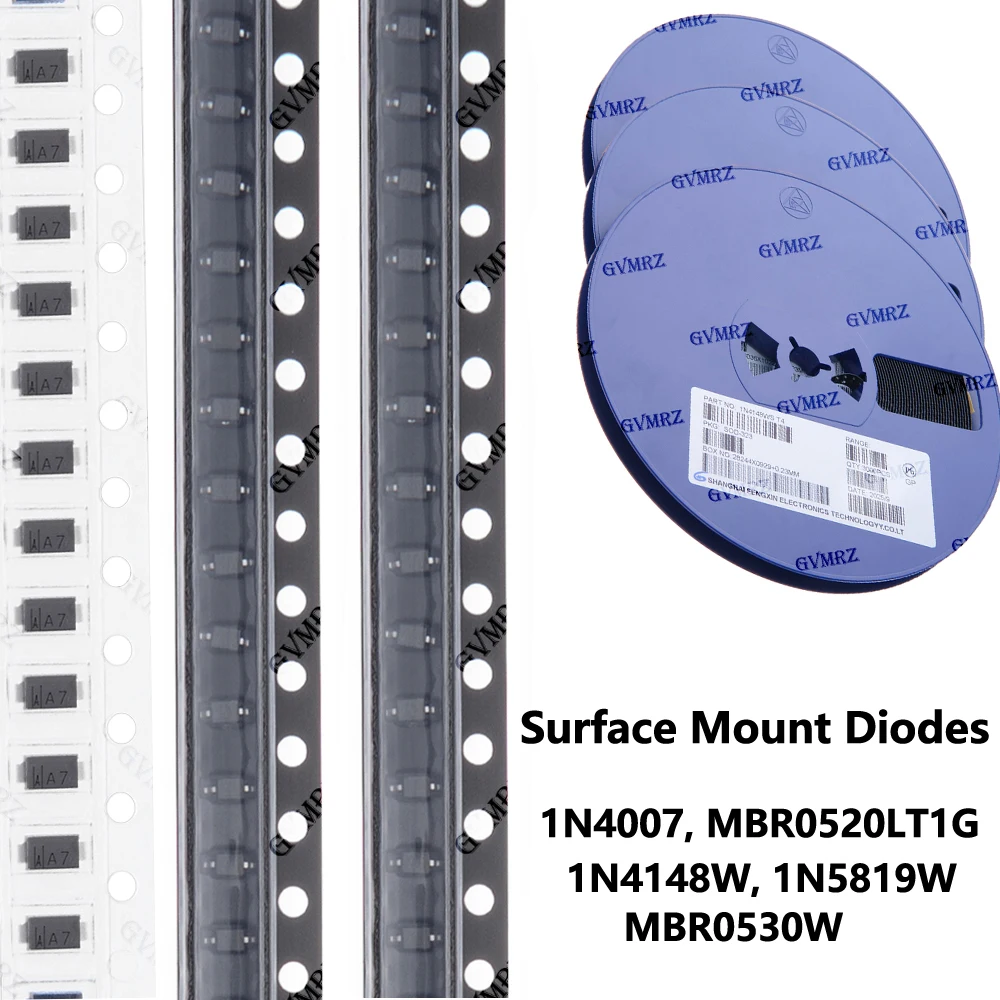 100PCS/3000PCS 1N4007, MBR0520LT1G  SMD Diodes Assortment 1N4148W, 1N5819W , MBR0530W Surface Mount Diodes