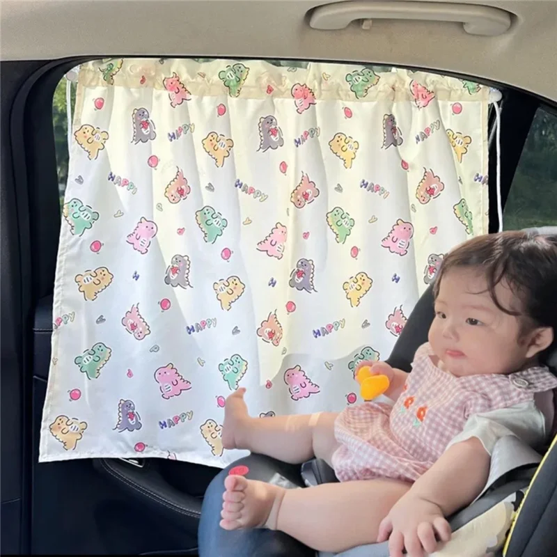 1 Pair Car Window Shades For Baby Cartoon Pattern Suction Cup Curtain Universal Side Window Sunshade UV Protection Covers