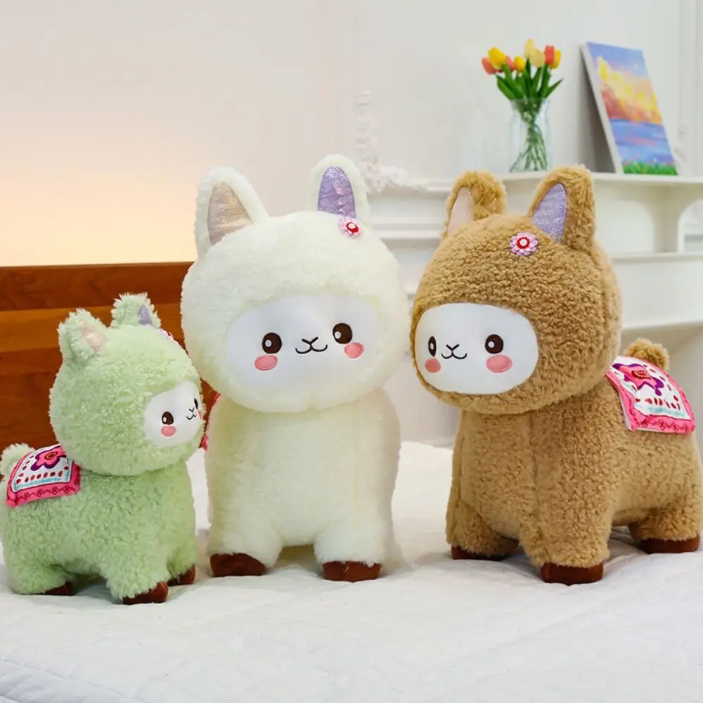 Knuffelen Zacht Alpaca Knuffels Pluizige Cartoon Pluche Lama Poppen Bloem Schattig Knuffeldier Kussen Room Decor