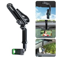 Universal Car Phone Holder Multifunctional 360 Degree Rotating Rearview Mirror Seat Clip Holder 4.0-6.1 Inch Mobile GPS Holder