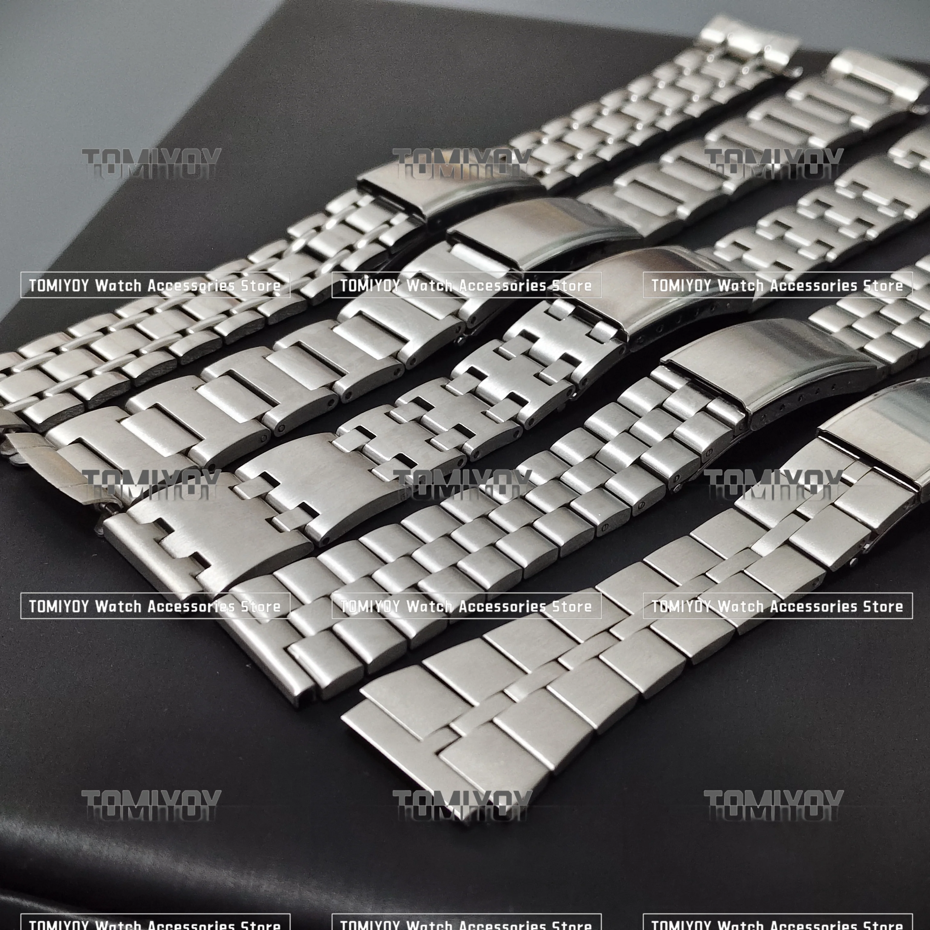 الفولاذ المقاوم للصدأ حزام (Band) ساعة ، أضعاف مشبك المشبك ، المعصم حزام سوار ، الفضة تناسب سايكو ، نحى ، جميع الفضة ، 19 مللي متر