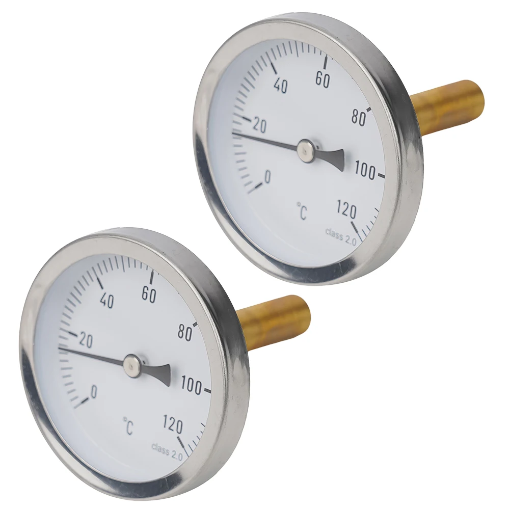 2pc Thermometer Meter With Copper Sheath 1/2\\\" Screw-In Buffer Boiler Heating 0-120℃ For Kitchen Home Baking Grill Thermometer