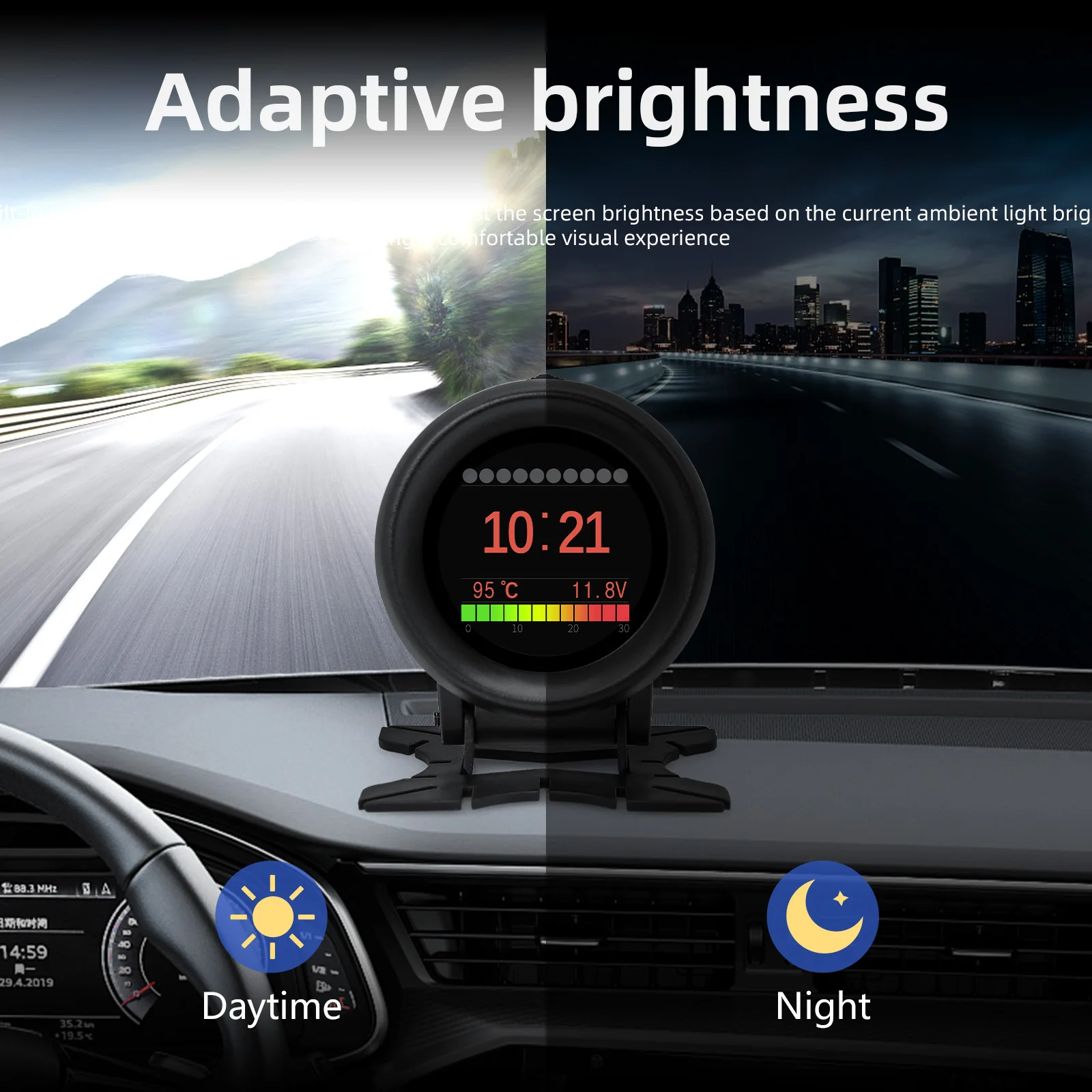 

A205 HUD Head-Up Display Speedoemeter RPM Mileage with Water Temperature Oil Temperature Turbine Intake Pressure Car Accessiries