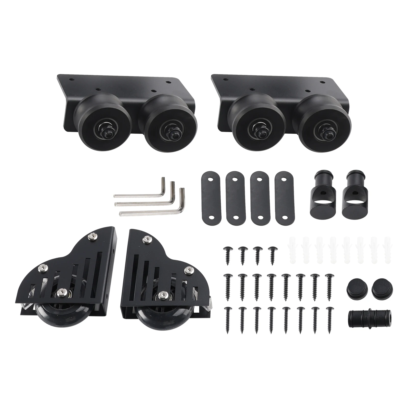 6.6FT Round Tube Rolling Library Sliding Ladder Hardware Kit with Brake