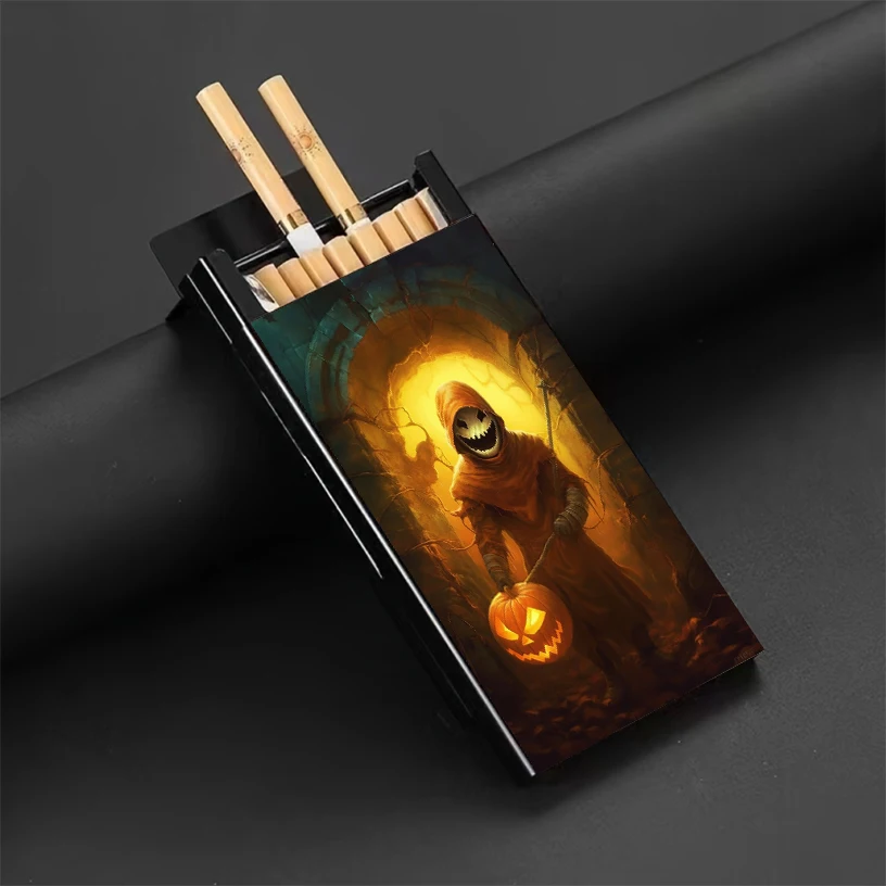 Halloween Horror Theme, Stylish Cigarette Case - Durable, Moisture-Proof Storage Box for Couples & Friends - Perfect Gift