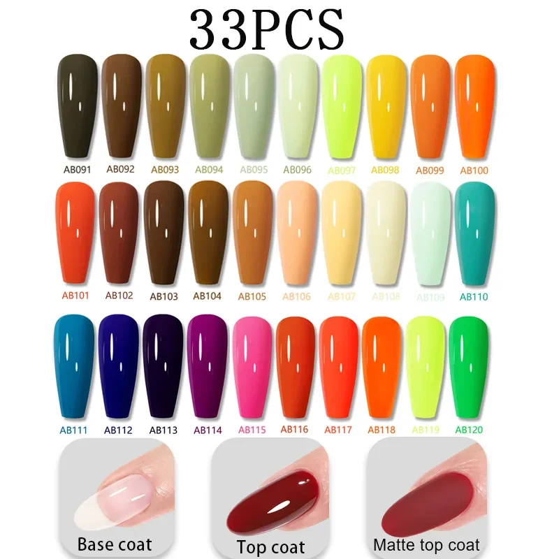 YOKEFELLOW 122 Colors Gel Nail Polish Set Pure Color Gel Soak Off UV Led Gel Varnish Glitter Sequins Gel Nail Kits 10ML