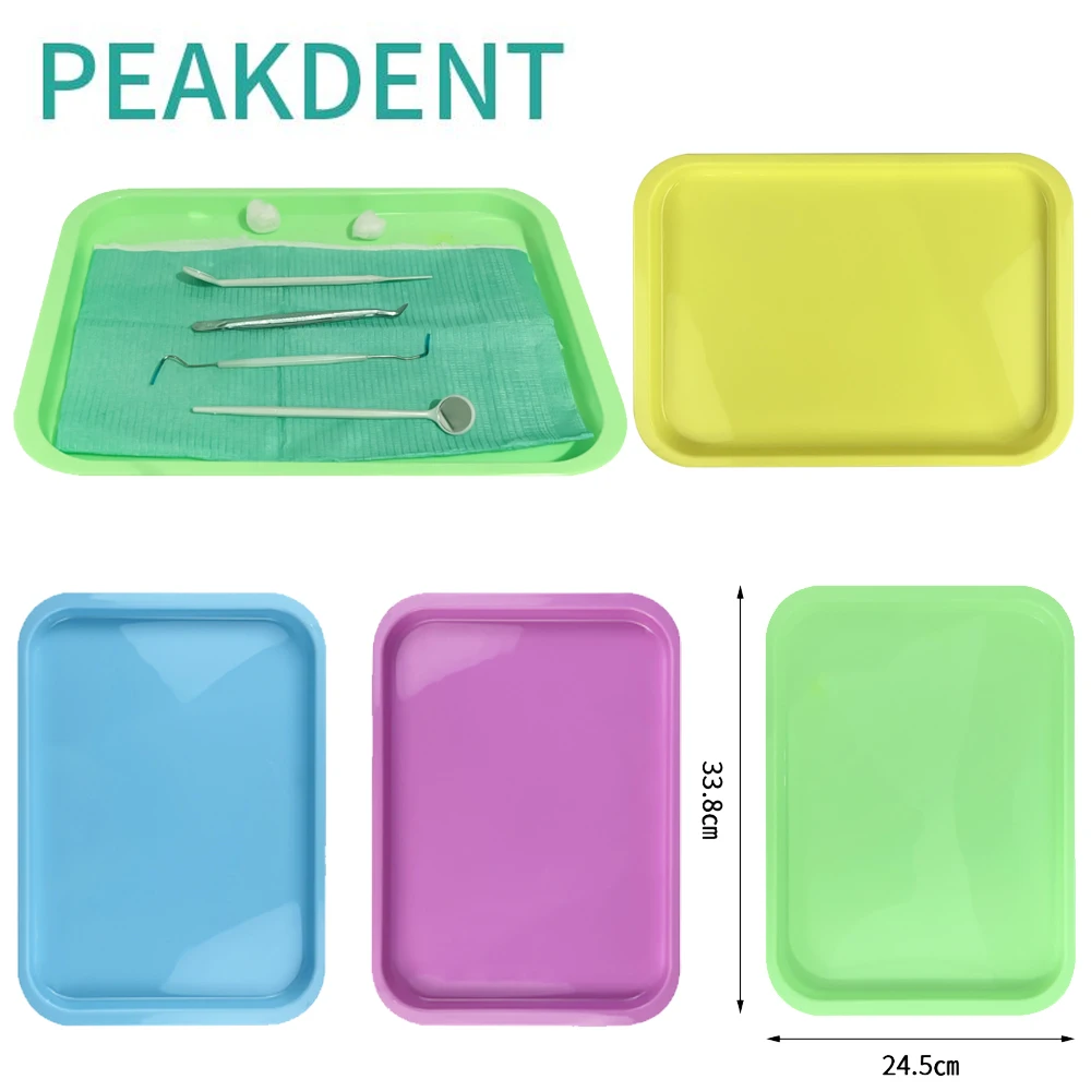 Colorful Dental Instrument Flat Tray Plastic Dentistry Surgical Tools Holder Autoclavable Salon Beauty Instrument Organizer Tray