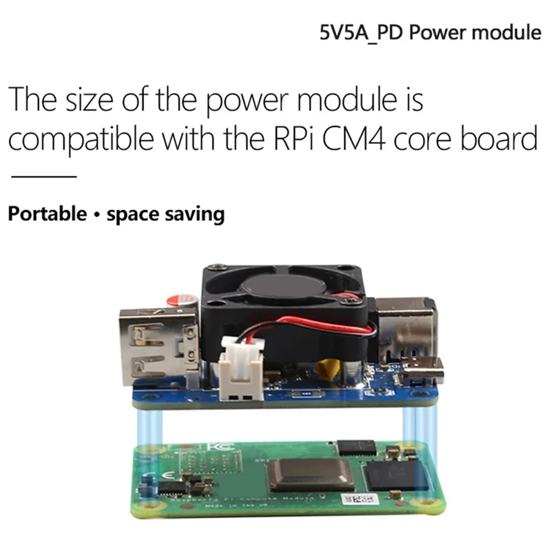 5V 5A PD โมดูลสําหรับ Raspberry Pi5 USB-C และ USB-A Dual Port โมดูลสนับสนุน USB-C PD หรือ DC5.5 อินพุต