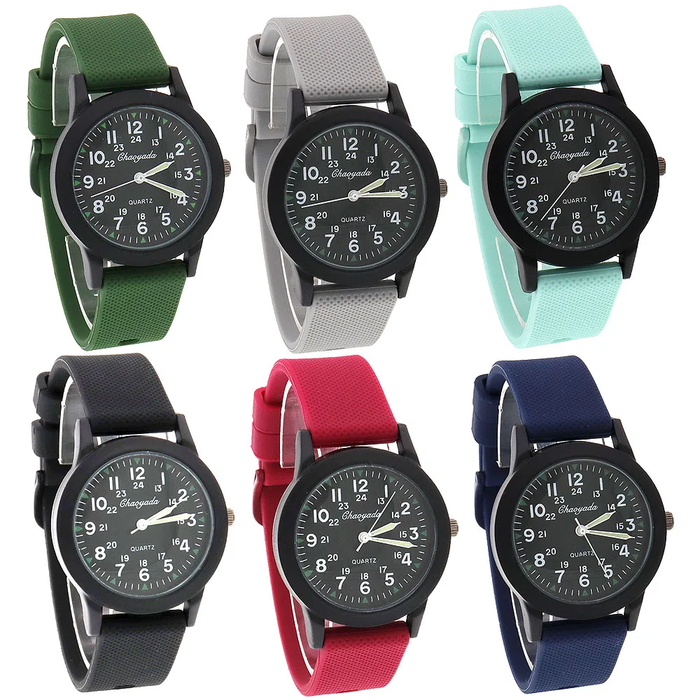 10Pcs/Lot simple Watches Silicone Strap Students Kids Sports Waterproof Quartz Watch Christmas Gifts