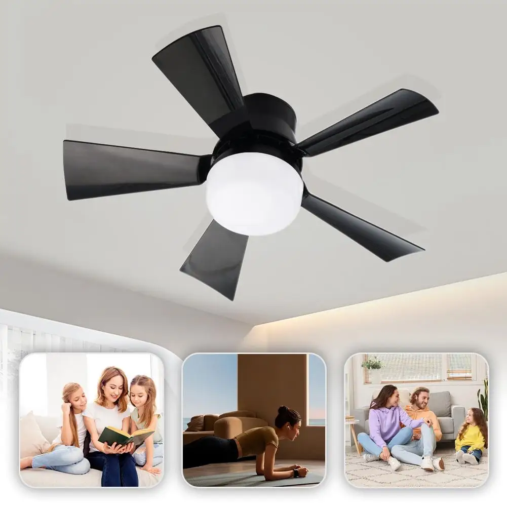 Ceiling Fan Light Remote Control LED Lamp Fan E27 Screw Home Appliances Silent Small Fan Light Smart Ceiling Fan For Bedroom