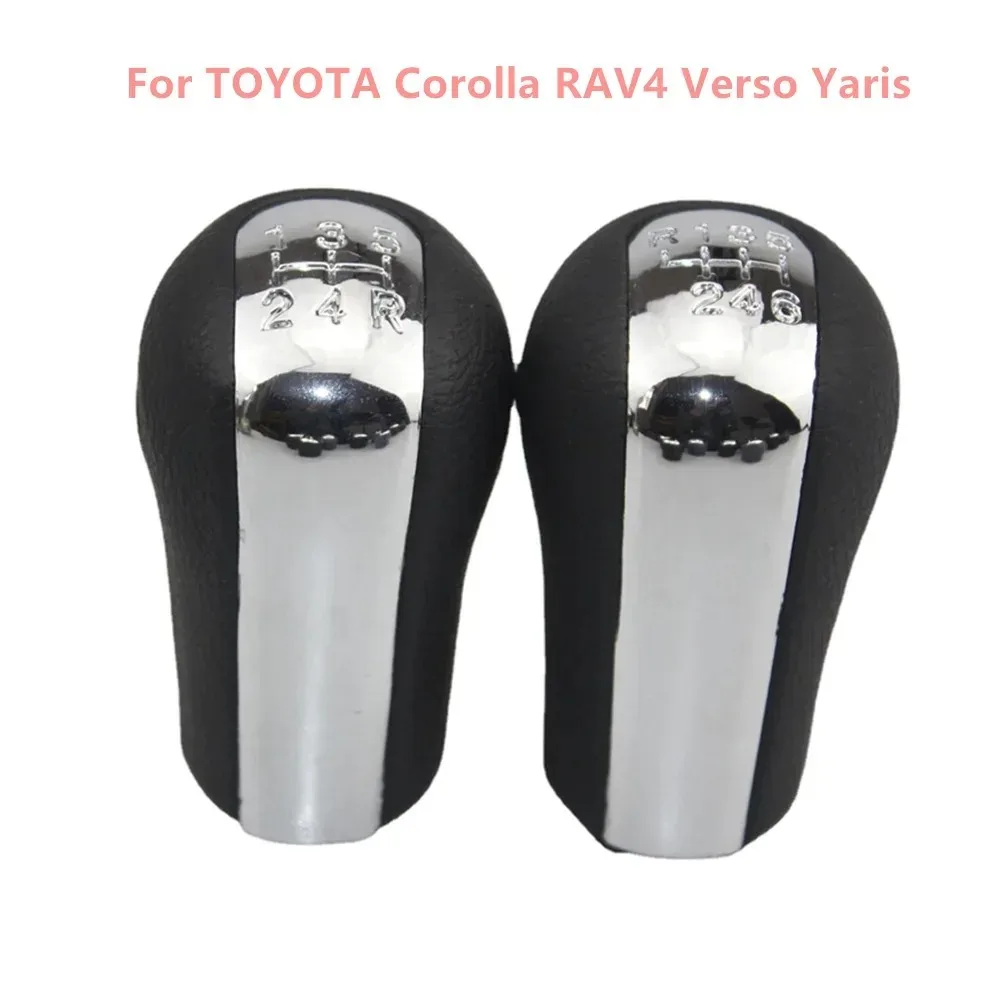 Perilla palanca cambios coche cuero PU mate cromado para TOYOTA Corolla RAV4 Verso Yaris cabeza bola