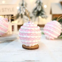 3pcs 8cm Foam Christmas Balls Pendant Shatterproof Macaron Xmas Tree Hanging Ornament Reusable Party Decoration New Year Gifts