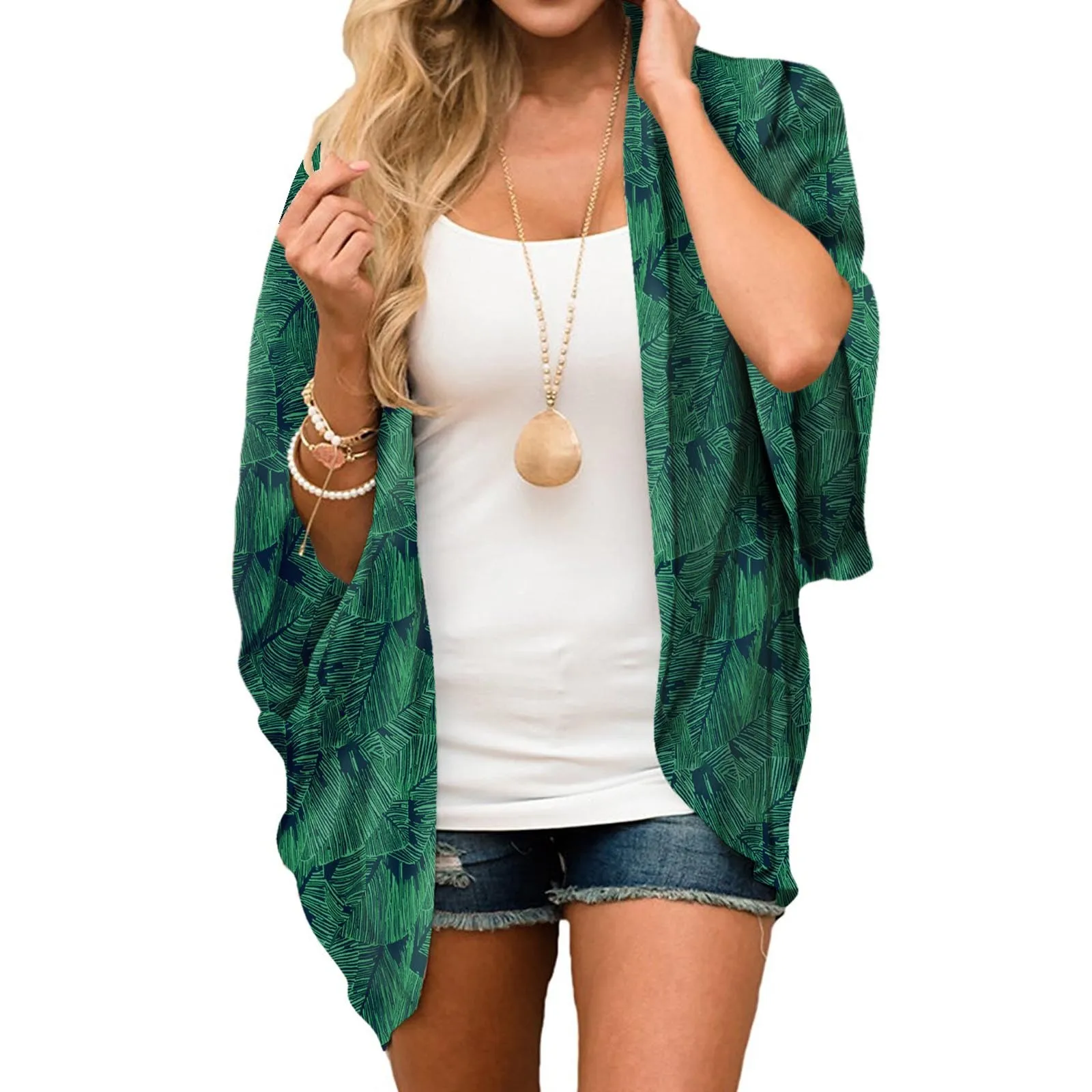 2024 nowych kobiet letnie, zwiewny kardigan Kimono Boho szyfon w kwiaty topy Cover Up plażowa hawajska kardigan szyfonowy Top