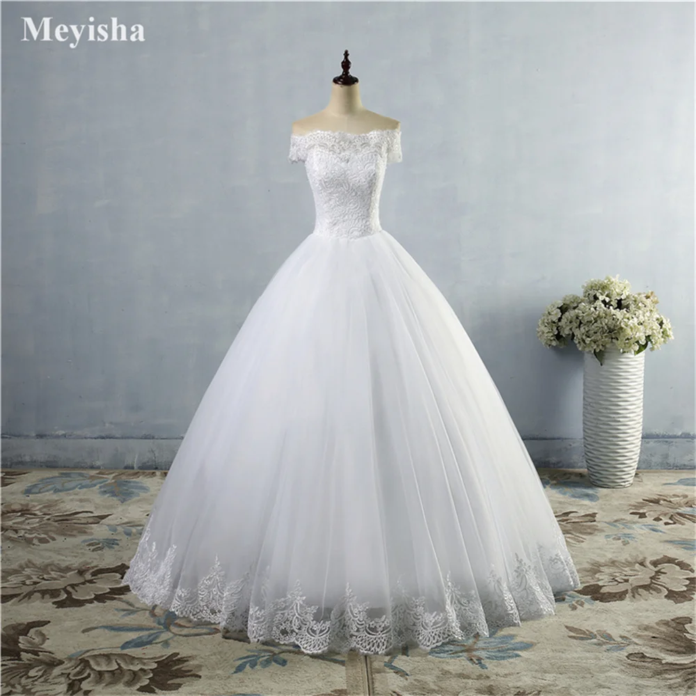 ZJ9097 Customized New White Ivory 2026 Wedding Dress For Brides With Lace Edge Plus Size Maxi Formal Off The Shoulder Gown