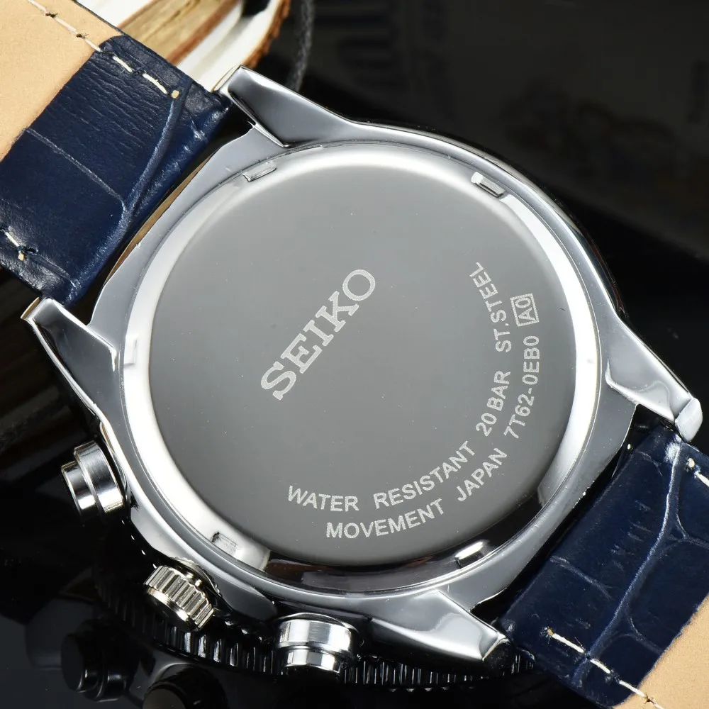 ساعة رجالية عالية الجودة فاخرة من العلامة التجارية الأصلية من seikoHot ، ساعة متعددة الوظائف مقاومة للماء من الفولاذ المقاوم للصدأ كرونوغراف AAA