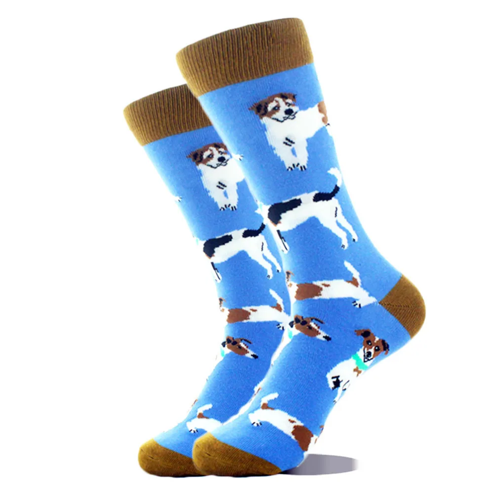CHAOZHU 1 Pair Women Men Unisex Blue Cartoon Lovely Puppy Dog Pet Funny Crew Socks Jacquard Winter Autumn Long Socks