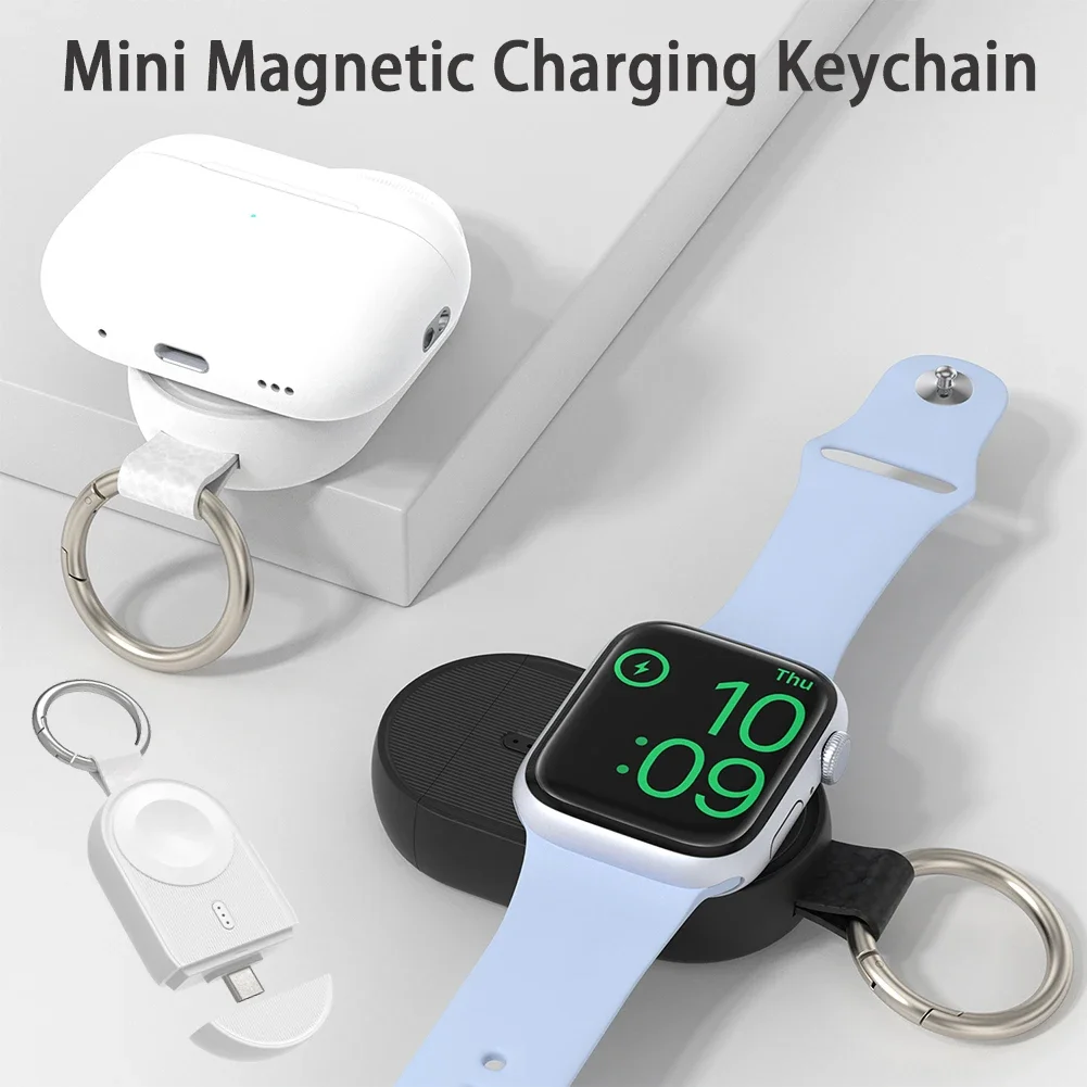 

Портативное зарядное устройство на 1200 мА · ч для iWatch, магнитное зарядное устройство с 3 внешними индикаторами, дорожное автомобильное зарядное устройство с кольцом для зарядки, брелок
