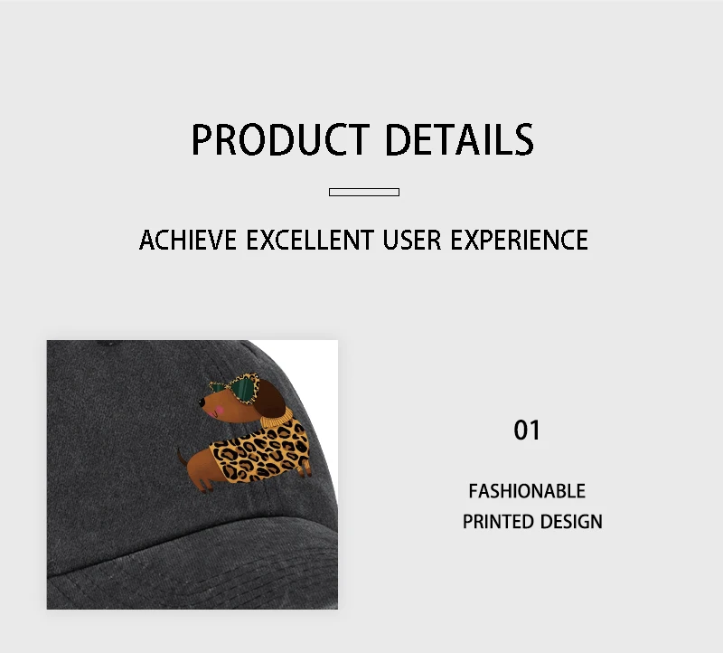 Niedliche und coole Baseballkappe mit Leopardenmuster und Dackel-Motiv – verstellbarer, atmungsaktiver Sonnenhut, perfekt für den alltäglichen Freizeitgebrauch – Detail 8