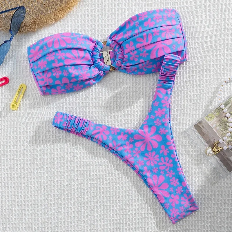 Microbikini Push Up para mujer, traje de baño con estampado de moda, conjunto de Bikini dividido, ropa de playa, traje de baño de 2 piezas para mujer 2025