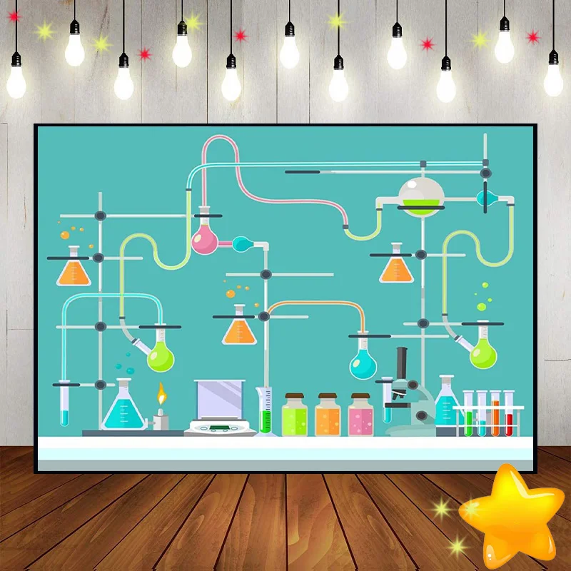 Science Background Custom Birthday Backdrop Scientific Baby Shower School Magic Photo Chemical Photography Backdrops Decoration