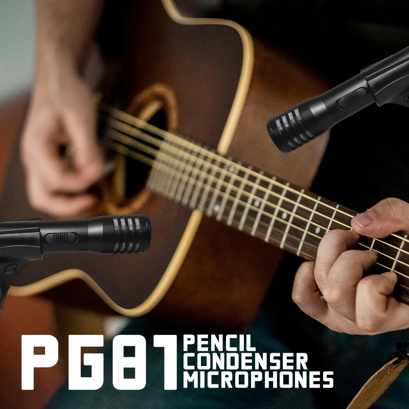 Fotografia 5: Microfone condensador pg81 com interruptor, microfone cardióide profissional com fio, gravação acústica de performance de palco