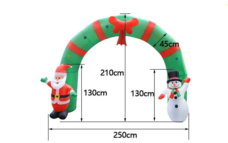 Huge Lighted Christmas Inflatable Archway Inflatable Santa Claus Snowman Arch Outdoor Holiday Decorations Built-in Led Lights