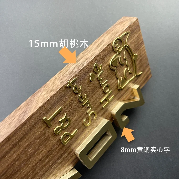 The product can be customized. Solid wood brass simple style house number plate household