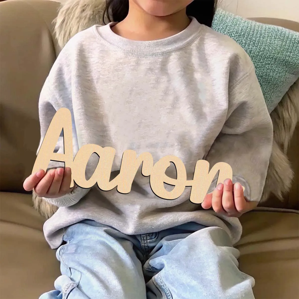 1pc Creative Aaron example Custom Name Wooden Plaque Wooden Sign Laser-Cut Sign Unfinished Wood for Painting or Glittering