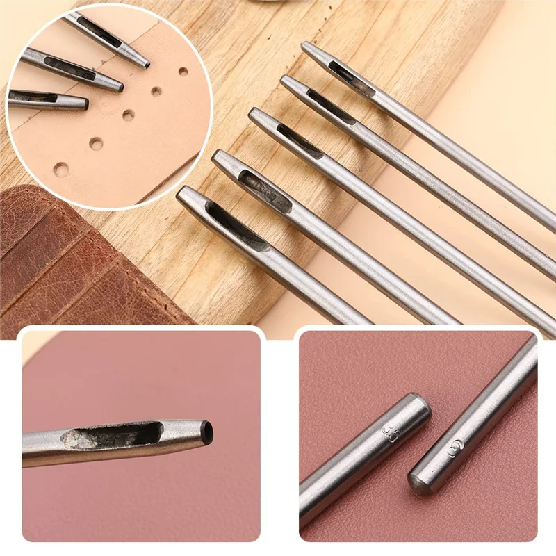 

ABAG 10 Pcs Leather Hole Punch Tool Set, 0.5Mm-3.5Mm Round Hole Punch Working Tools For Leather Belts, Canvas, Watch Band