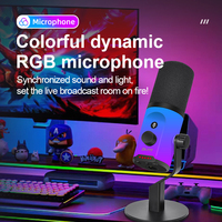 FUHAM dynamic microphone with RGB control, headphone jack, and mute function, suitable for PC gaming, recording, and streaming