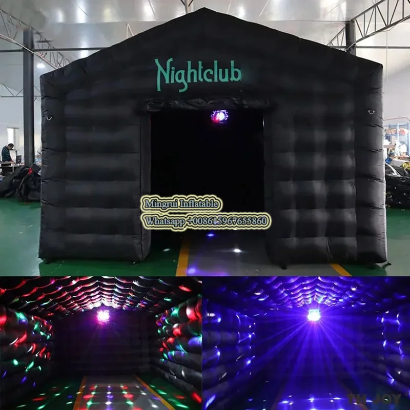 Large Black Inflatable Disco tent Clube Tent Square Gazebo Event Room Big Mobile Portable Nightclub Party Cube with Light