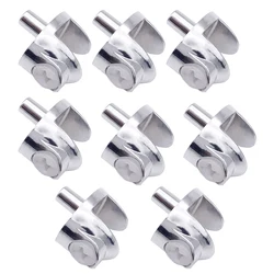 8pcs Adjustable Zinc Alloy Glass Shelf Brackets with Transparent Rubber Gasket Durable Glass Clip Clamp Furniture Hardware