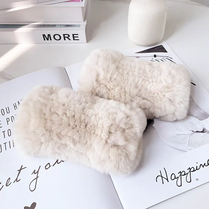 جديد وصول الإناث قفازات فرو الأرنب الطبيعي محبوك الدافئة ريال ريكس أرنب الفراء القفازات النساء الشتاء في الهواء الطلق ريكس قفازات فرو الأرنب