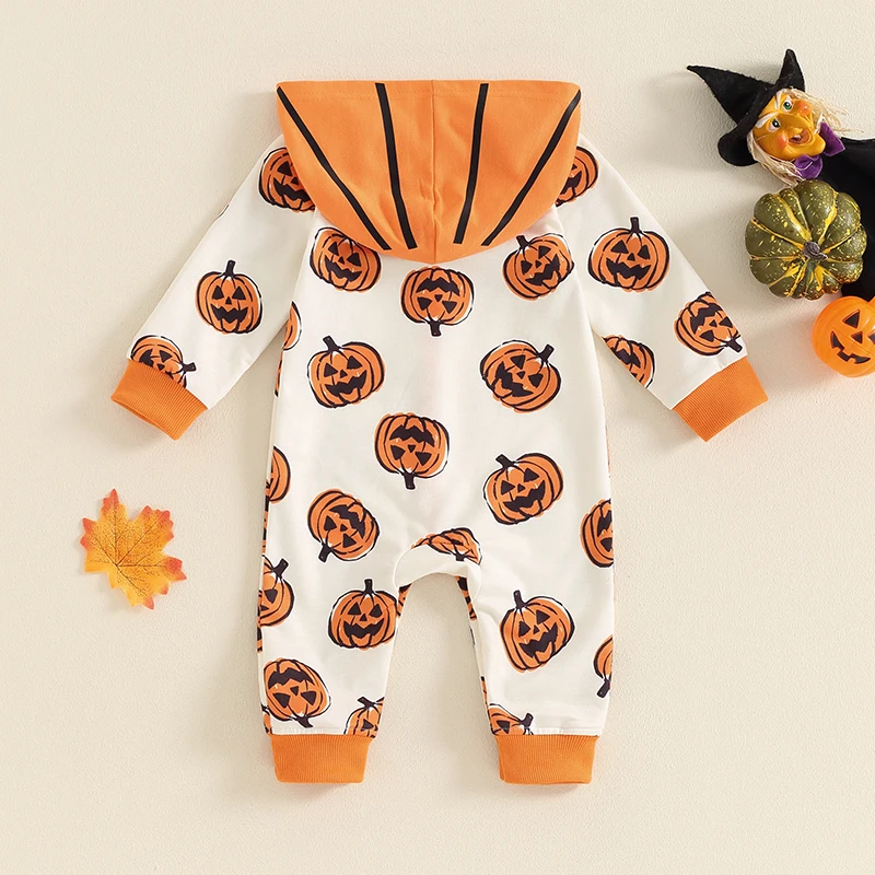 Halloween Baby kleidung Langarm Fledermaus Druck in voller Länge Kapuze Stram pler fallen Baby Mädchen Junge Overall