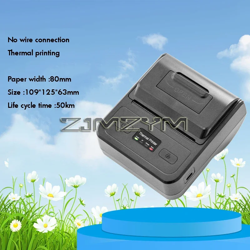 80mm Type-C Thermal Receipt Printer USB+Bluetooth Interface Portable Wireless Label Maker 2 in 1 Mini Thermal Printer