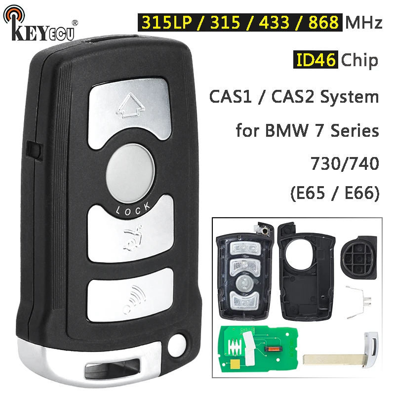 

KEYECU 315/433/315LP/868 МГц PCF7945 ID46 Чип CAS1/CAS2 Противоугонная система дистанционного управления для BMW 7 серии 730/740 (E65/E66)