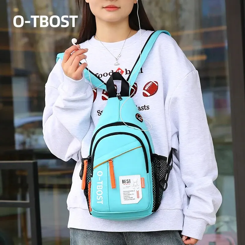 Men\'s Fashionable Korea Style Colorful Block Casual Chest Bag Outdoor Leisure Multifunctional Single Shoulder Crossbody Bag