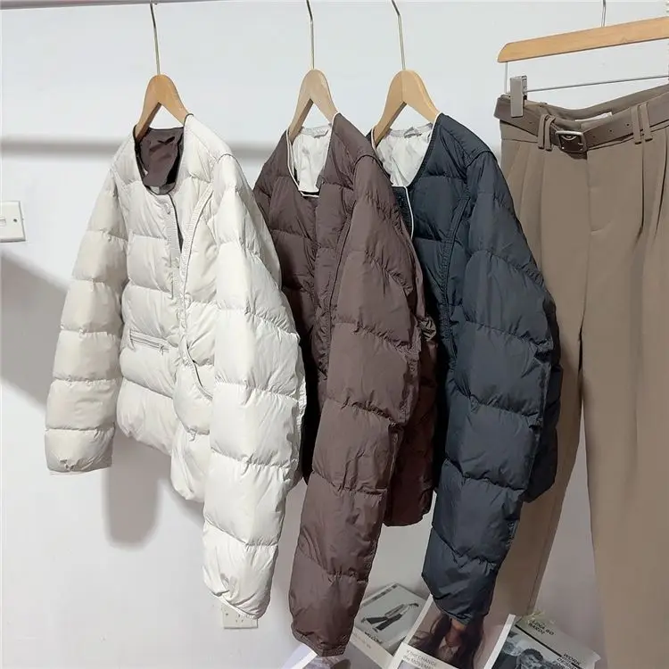 2025 Autumn/Winter Fashion Women's Cotton-padded Jacket Loose Fit Single-breasted Round Neck Short Warm Cotton Coats