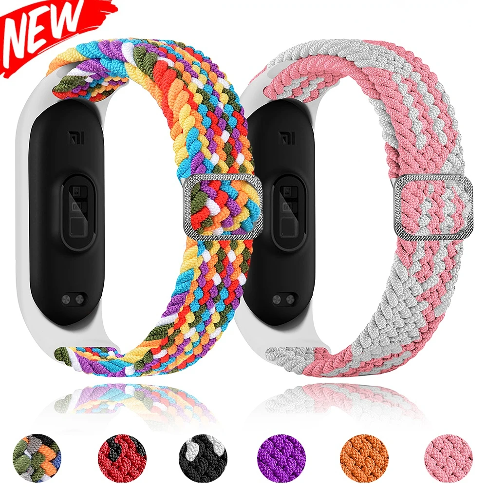 Cinta elástica ajustável para xiaomi mi banda 7 6 5 4 3 tecido confortável pulseira para xiaomi mi banda 7 para miband 6 5