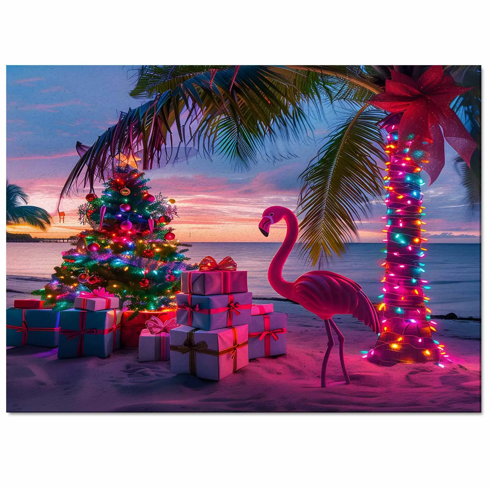 Beach Christmas Tree Colorful Flamingo Palm Tree Living Room Floor Mat Children's Room Bedroom Bedside Carpet Kitchen Door Mat