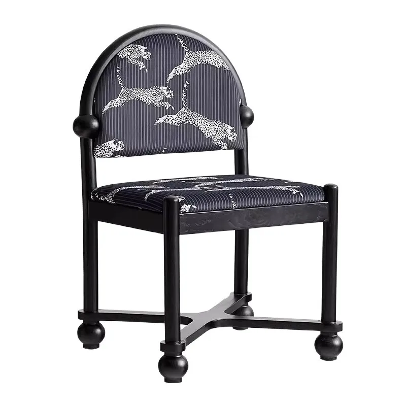 

French retro solid wood dining chair leisure chair antique home simple modern small apartment back chair